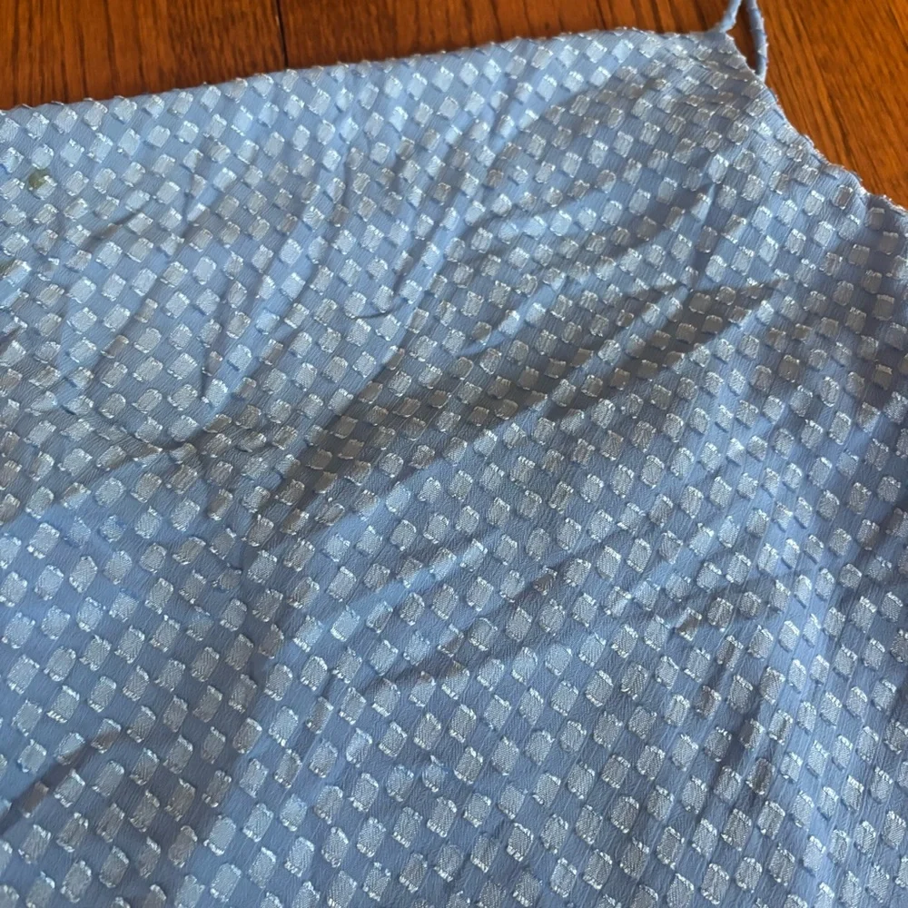 Alice + Olivia Harmony Drapey Mini Blue Slip Dress Size 12 - Picture 3 of 6